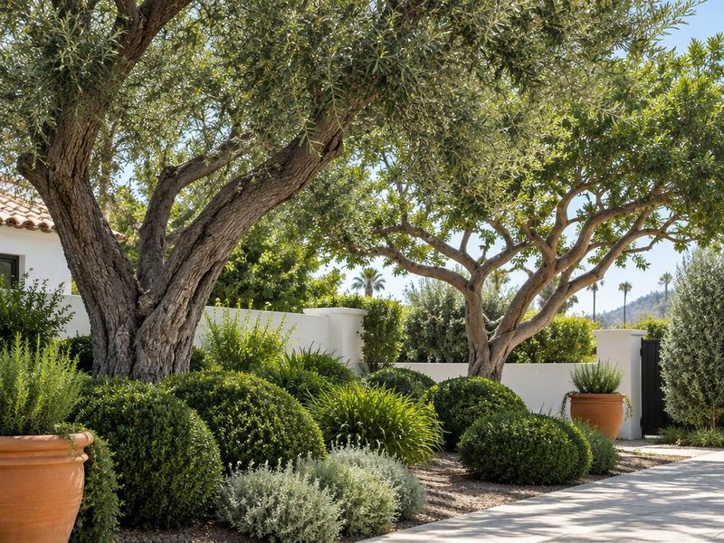 Crew trimming trees on a Los Angeles property